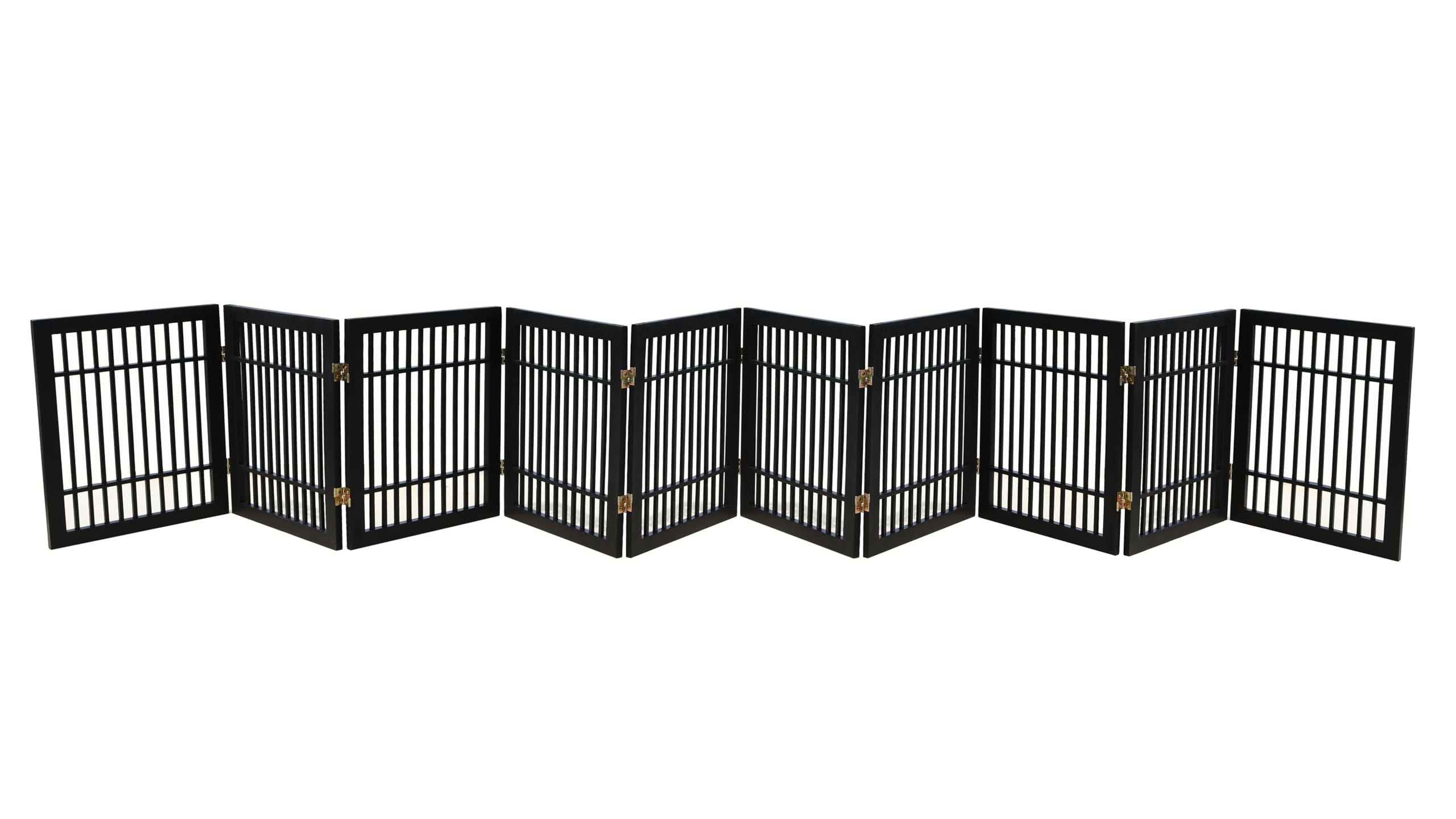 Urnporium pet gate full assembly shows freestanding setup for doorway use