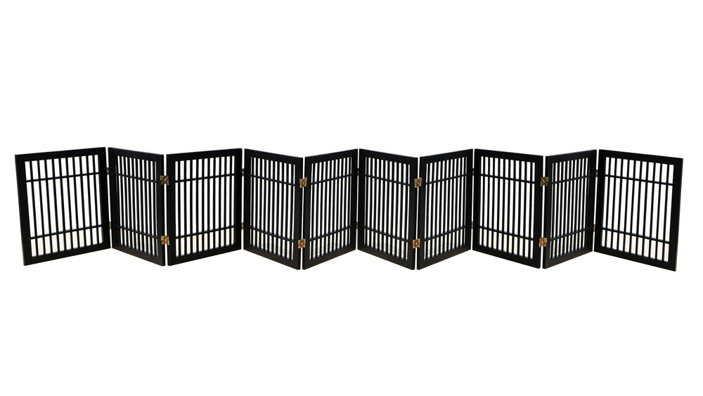 Urnporium pet gate full assembly shows freestanding setup for doorway use