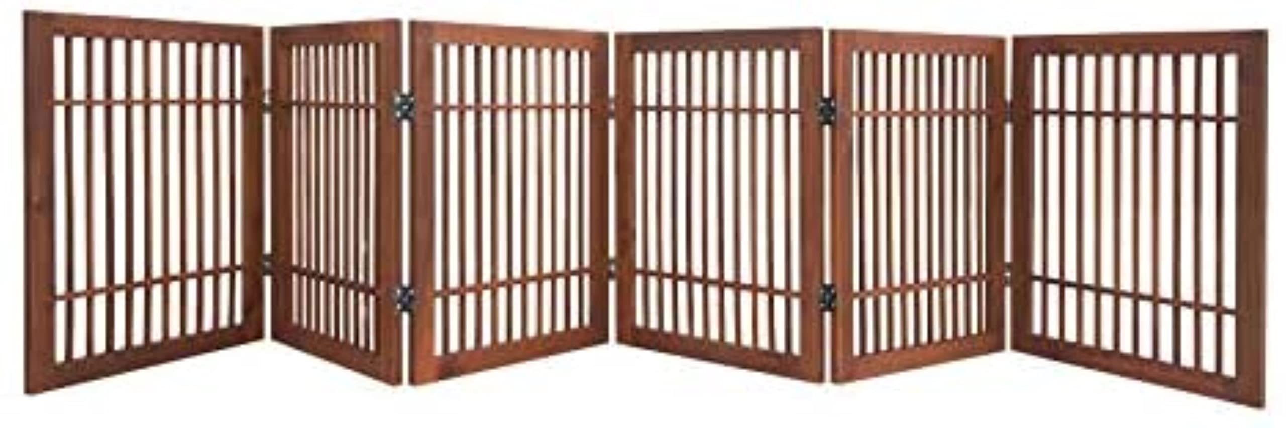 Urnporium pet gate fully assembled in doorway for easy room separation.