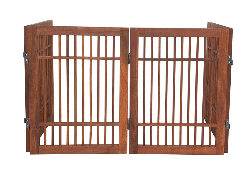 Urnporium Wooden gate in hallway adds practical style while keeping pets contained