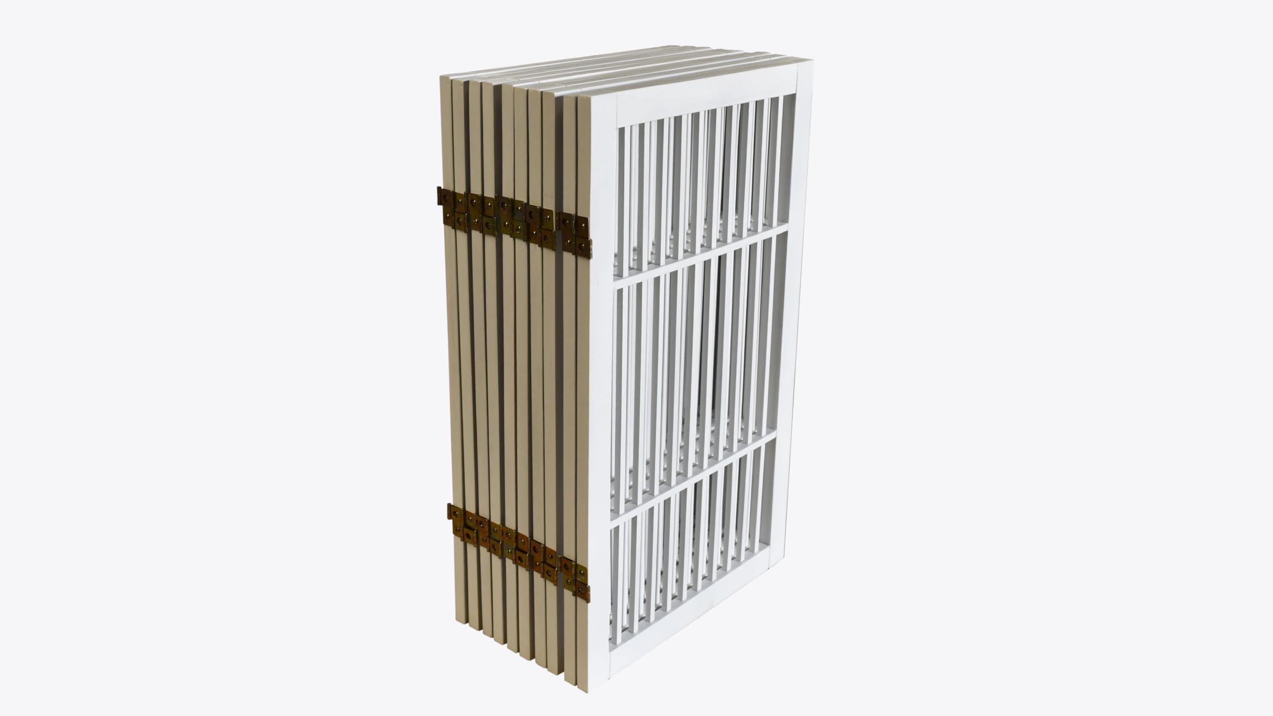 Urnporium pet gate outdoors in yard demonstrates sturdy outdoor barrier