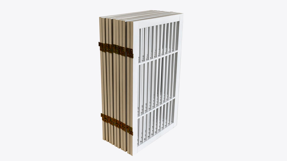 Urnporium pet gate outdoors in yard demonstrates sturdy outdoor barrier