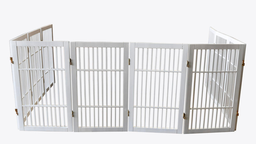 Urnporium porch-use gate shows portable pet containment anywhere