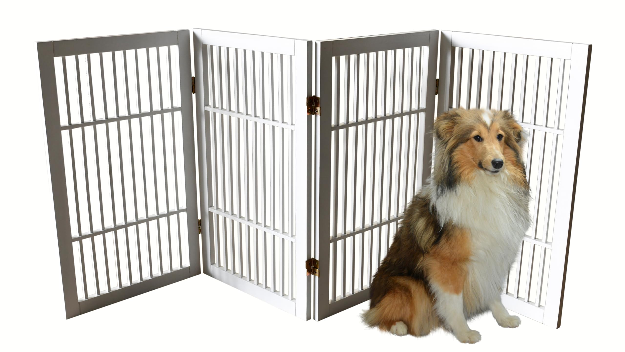 Urnporium pet gate with two-way hinges offers flexible room arrangement.