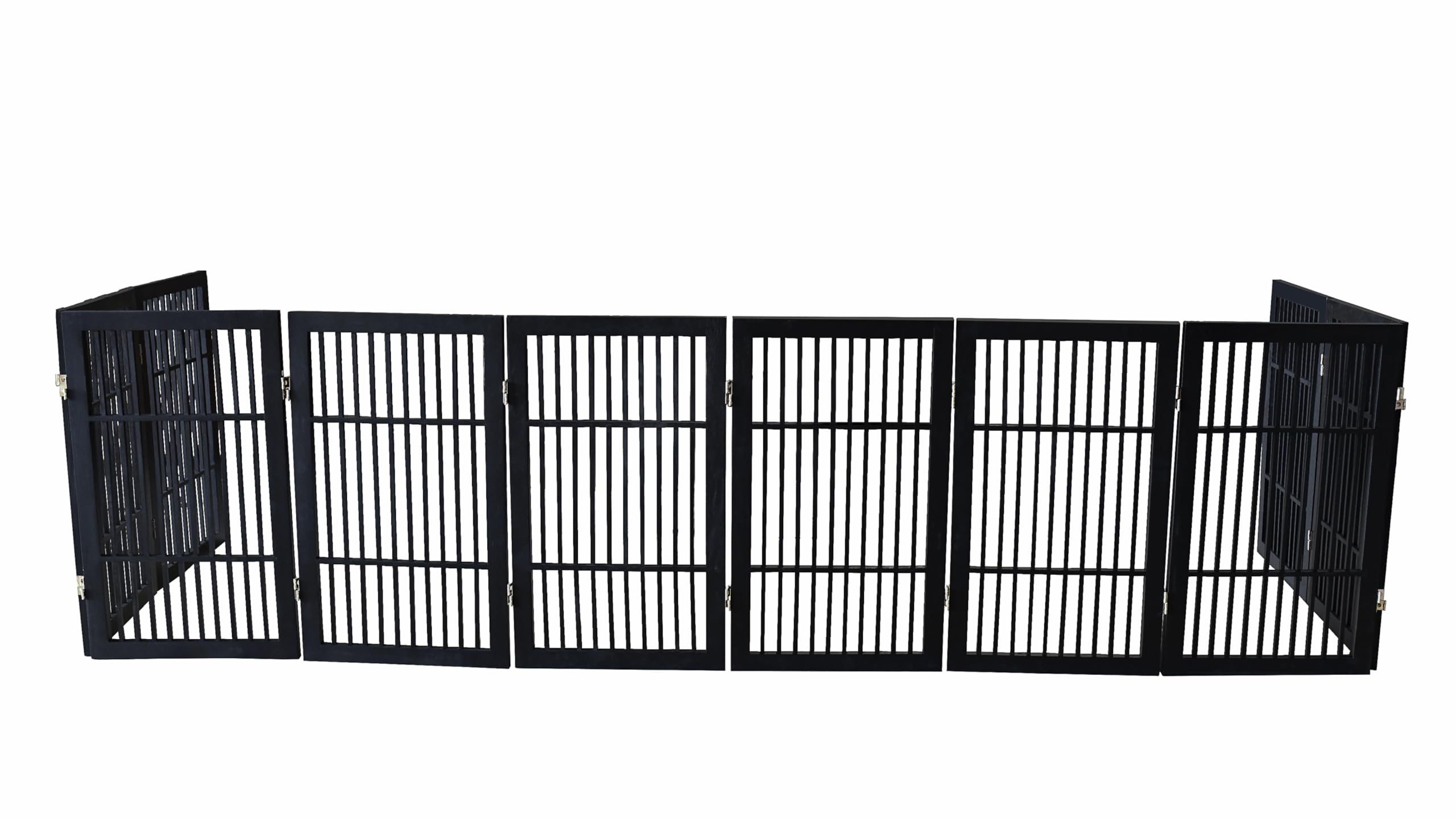 Urnporium pet gate zig-zag formation provides flexible barrier in wide openings