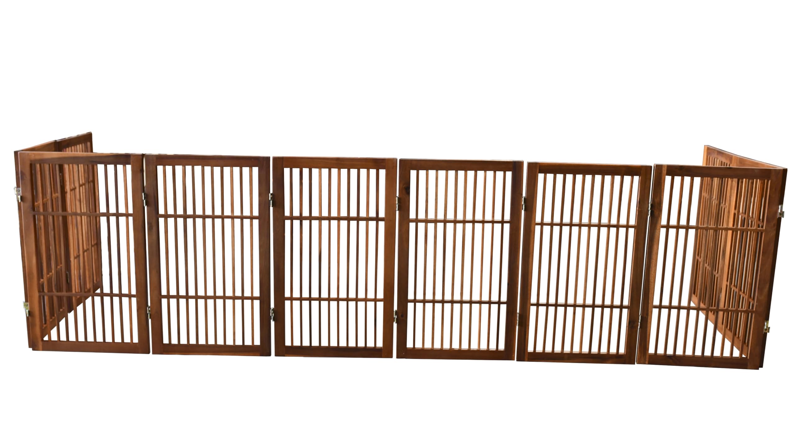 Urnporium gate folds into a wide zigzag to fit doorways and hallways.