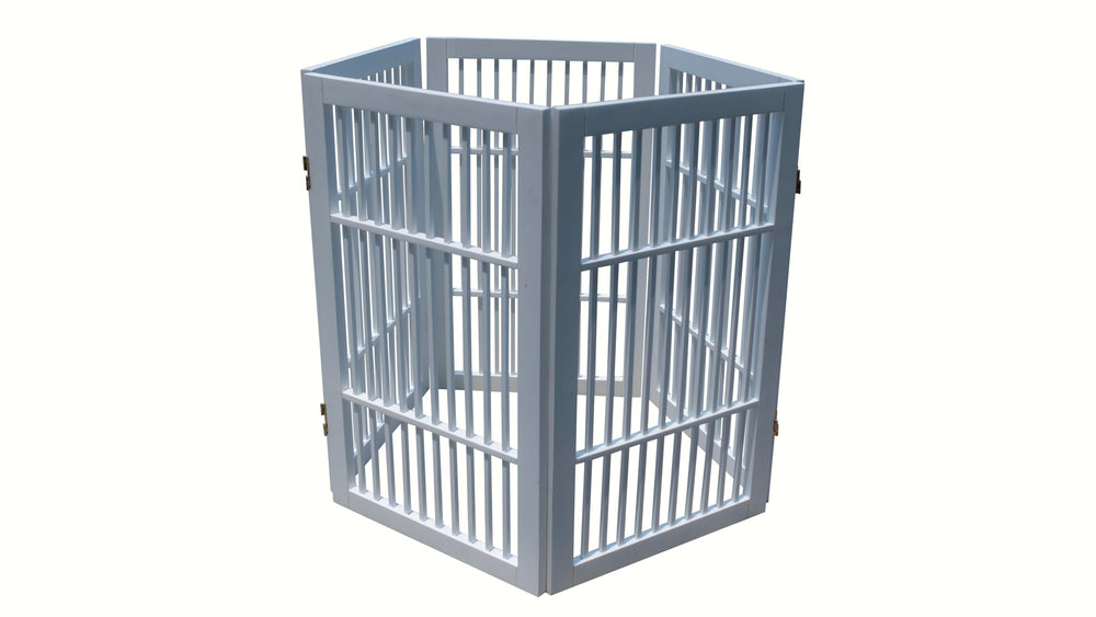 Urnporium sturdy acacia gate blocks off pet areas with style
