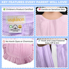 usakinon pink-purple bib set adds cute pastel style for baby outfits.