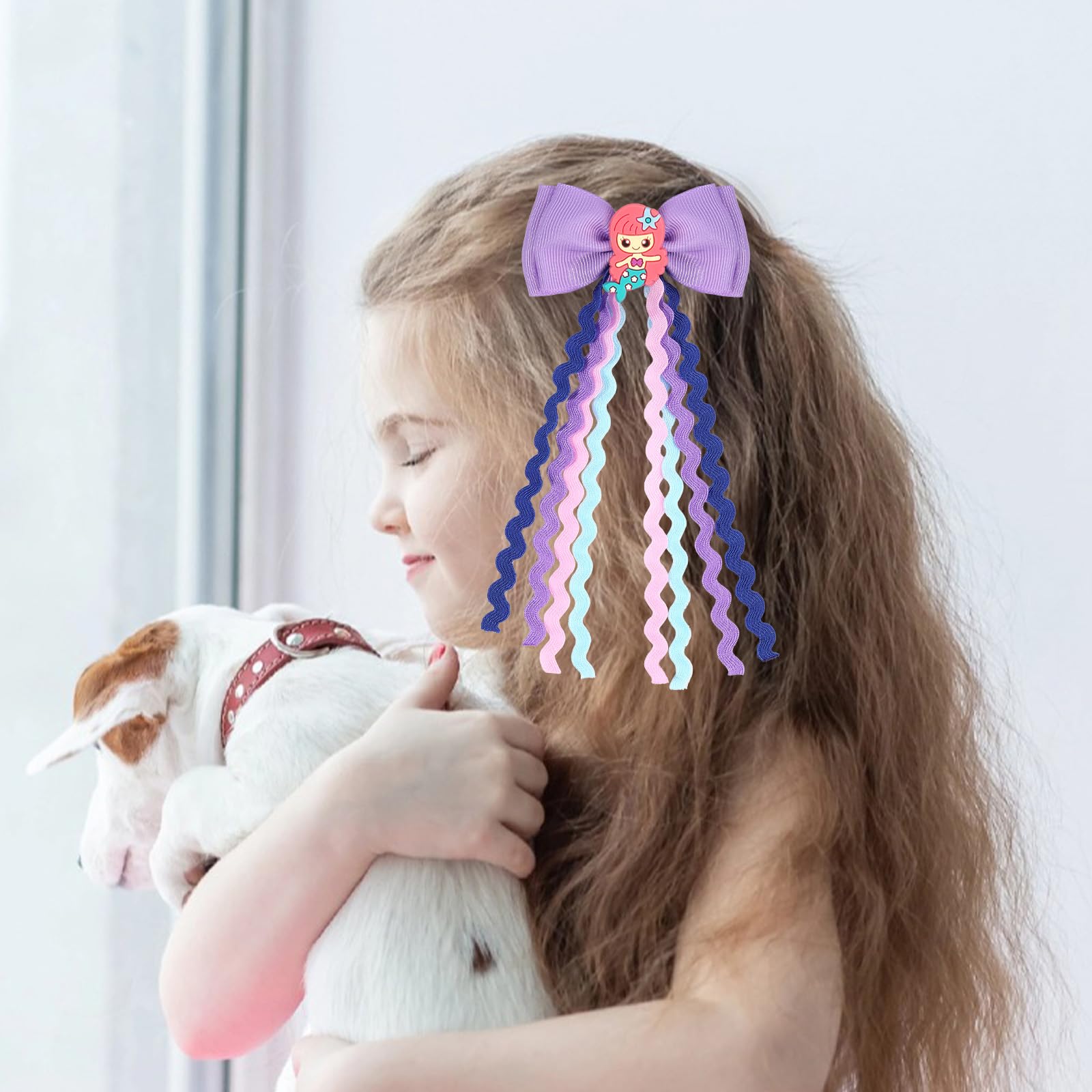 Usakinon Mermaid Hair Clip Bows alligator-clip detail secure hold for active toddlers