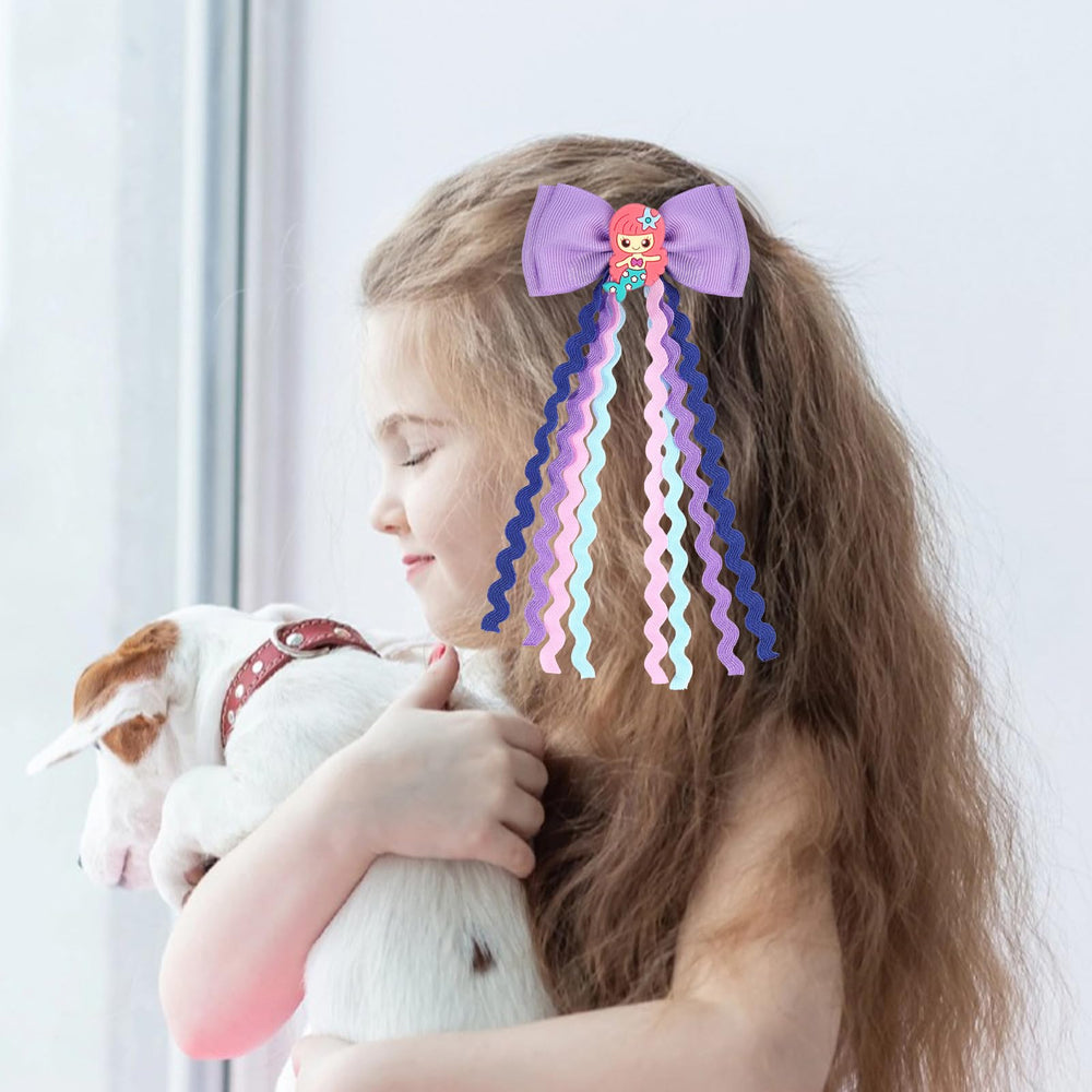 Usakinon Mermaid Hair Clip Bows alligator-clip detail secure hold for active toddlers