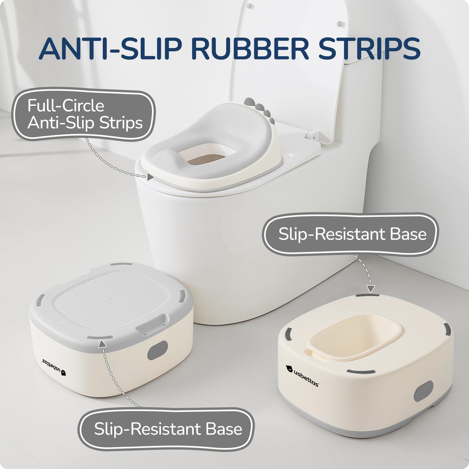 Usbettas 3in1 potty trainer stool helps transitions from seat to step stool.