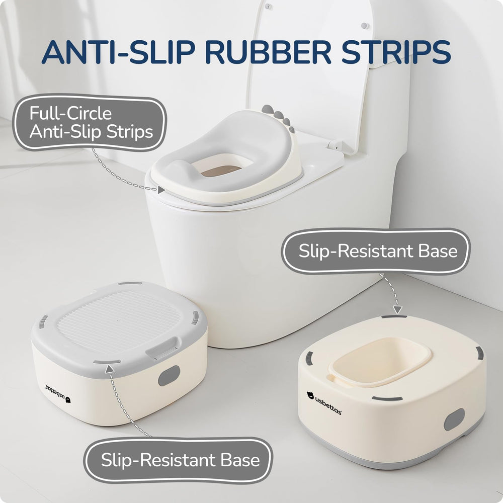 Usbettas 3in1 potty trainer stool helps transitions from seat to step stool.