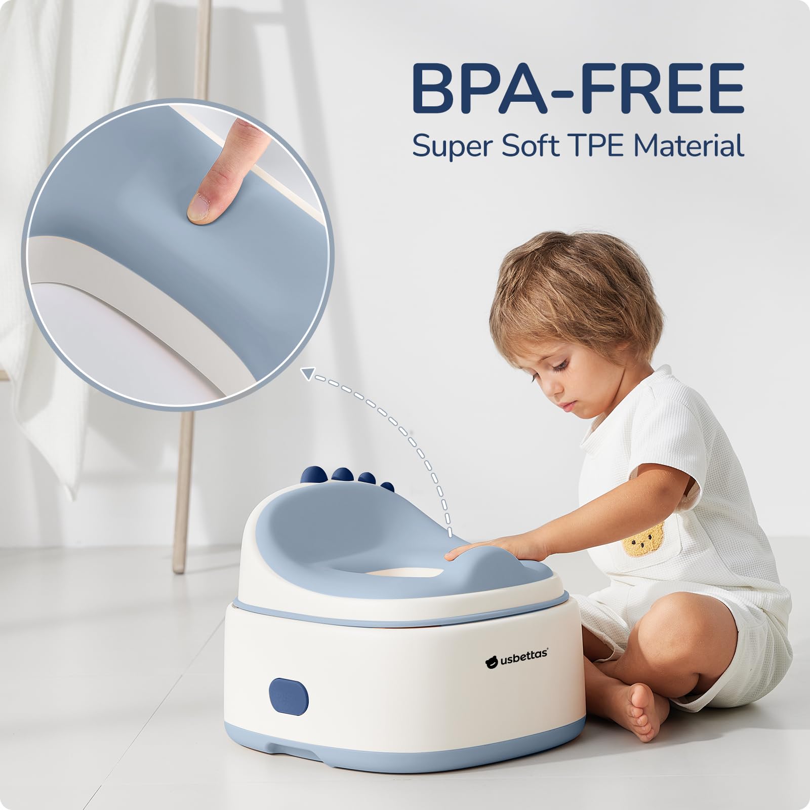 usbettas anti-slip base blue helps keep the potty stable during use