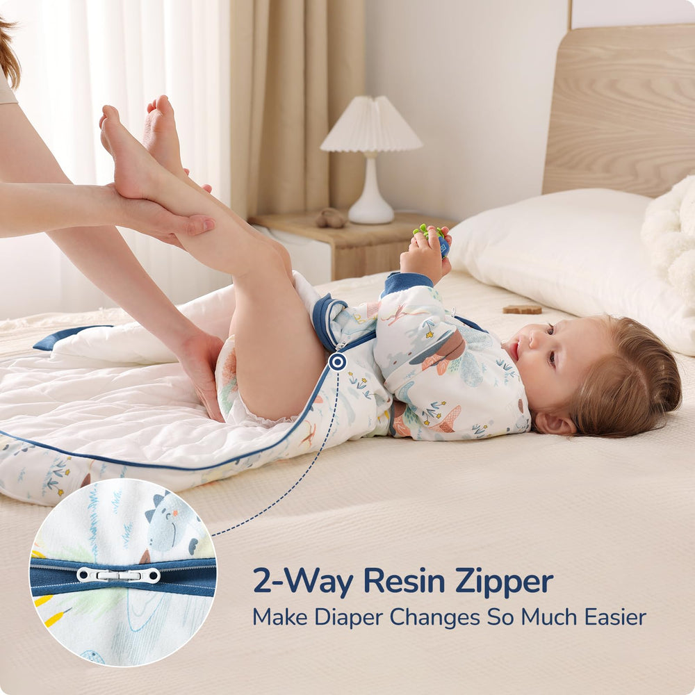 usbettas Baby Sleep Sack 2-way zipper allows quick diaper changes.