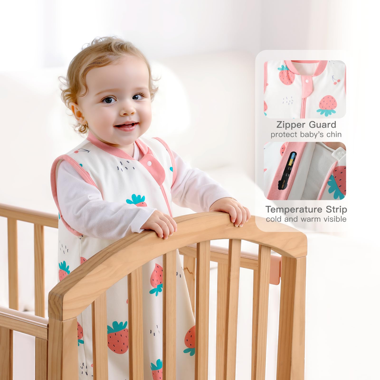usbettas baby sleep sack 2way-zip enables easy dressing and night changes