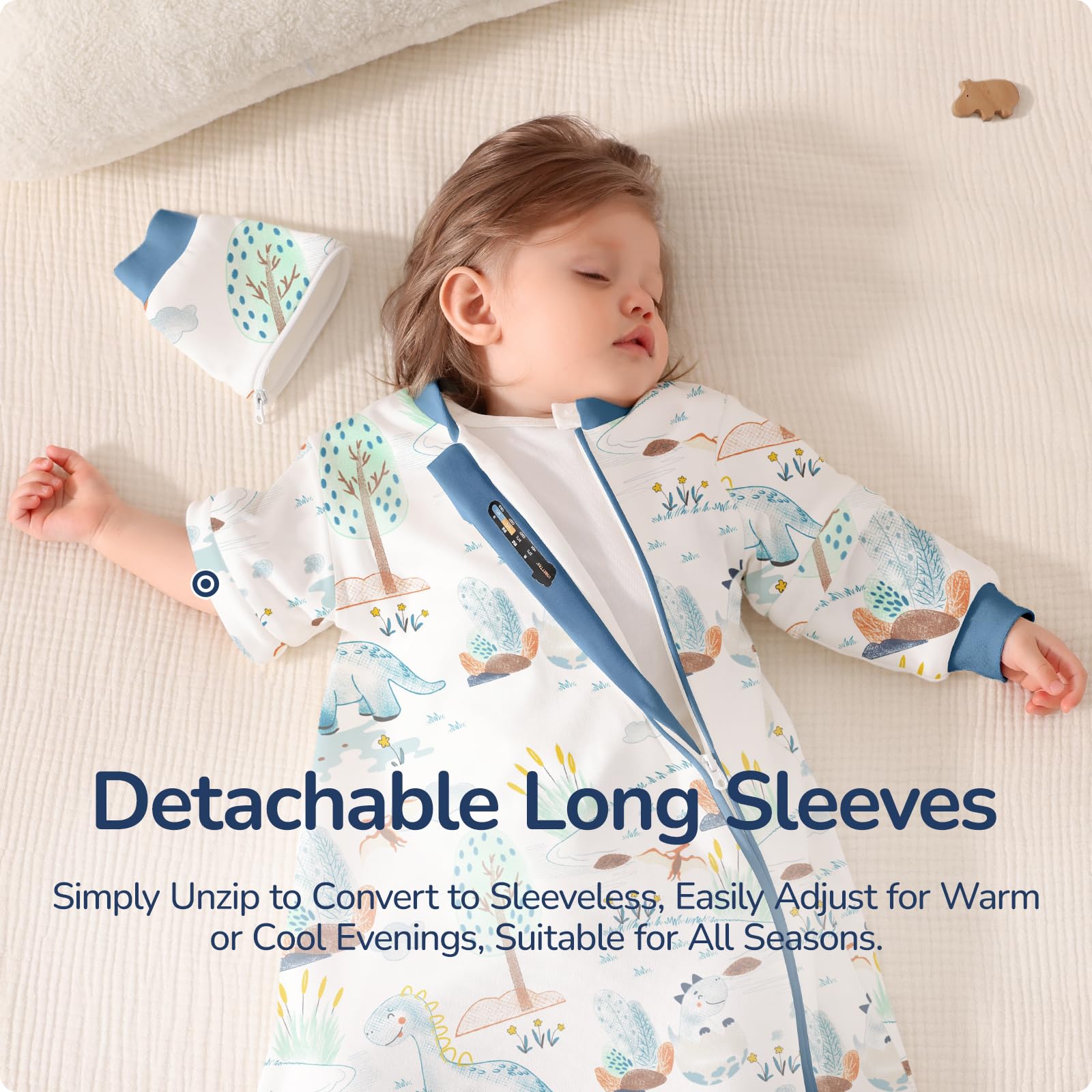 usbettas sleep sack with detachable sleeves shows year-round versatility.
