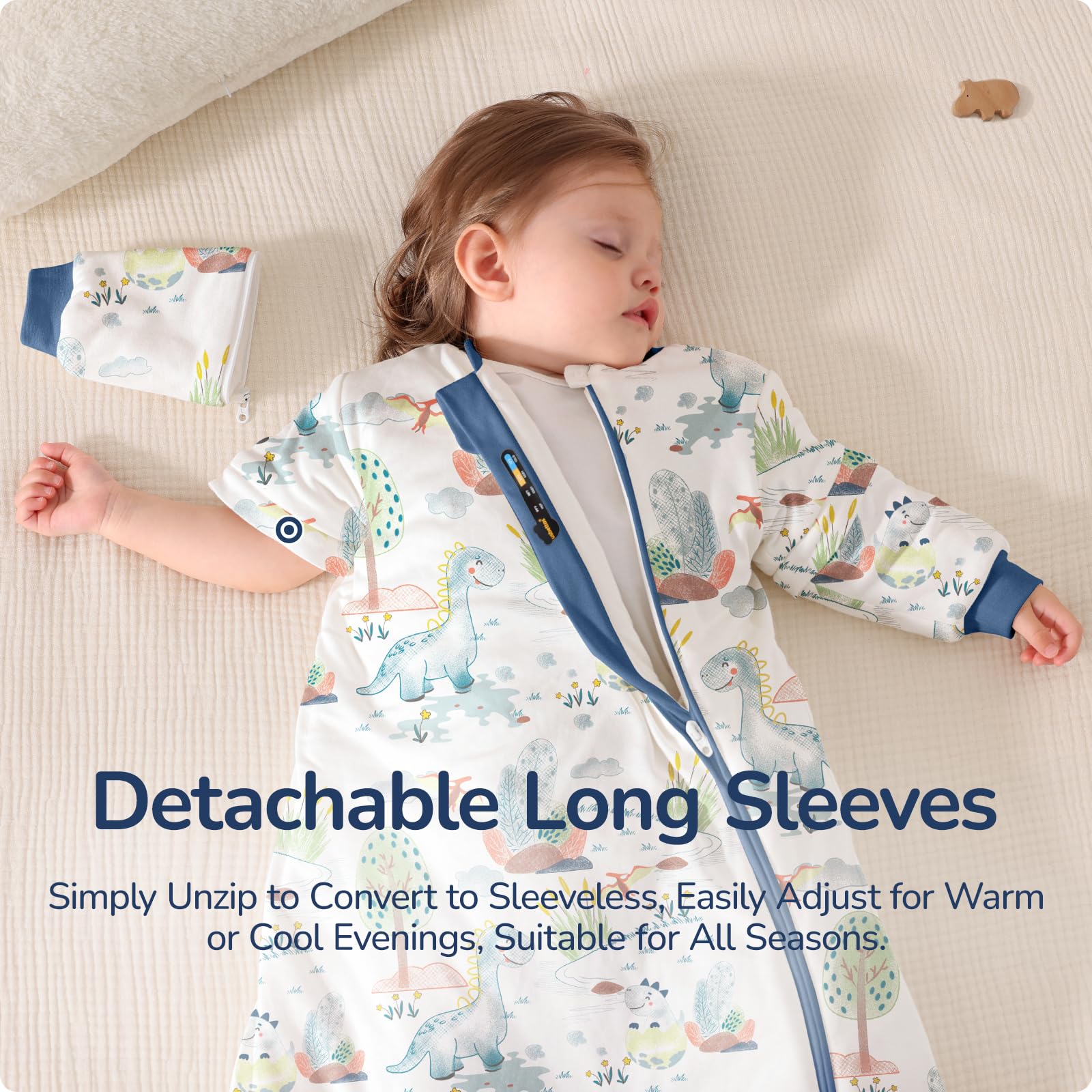 usbettas baby sleep sack detachable sleeves for adjustable warmth