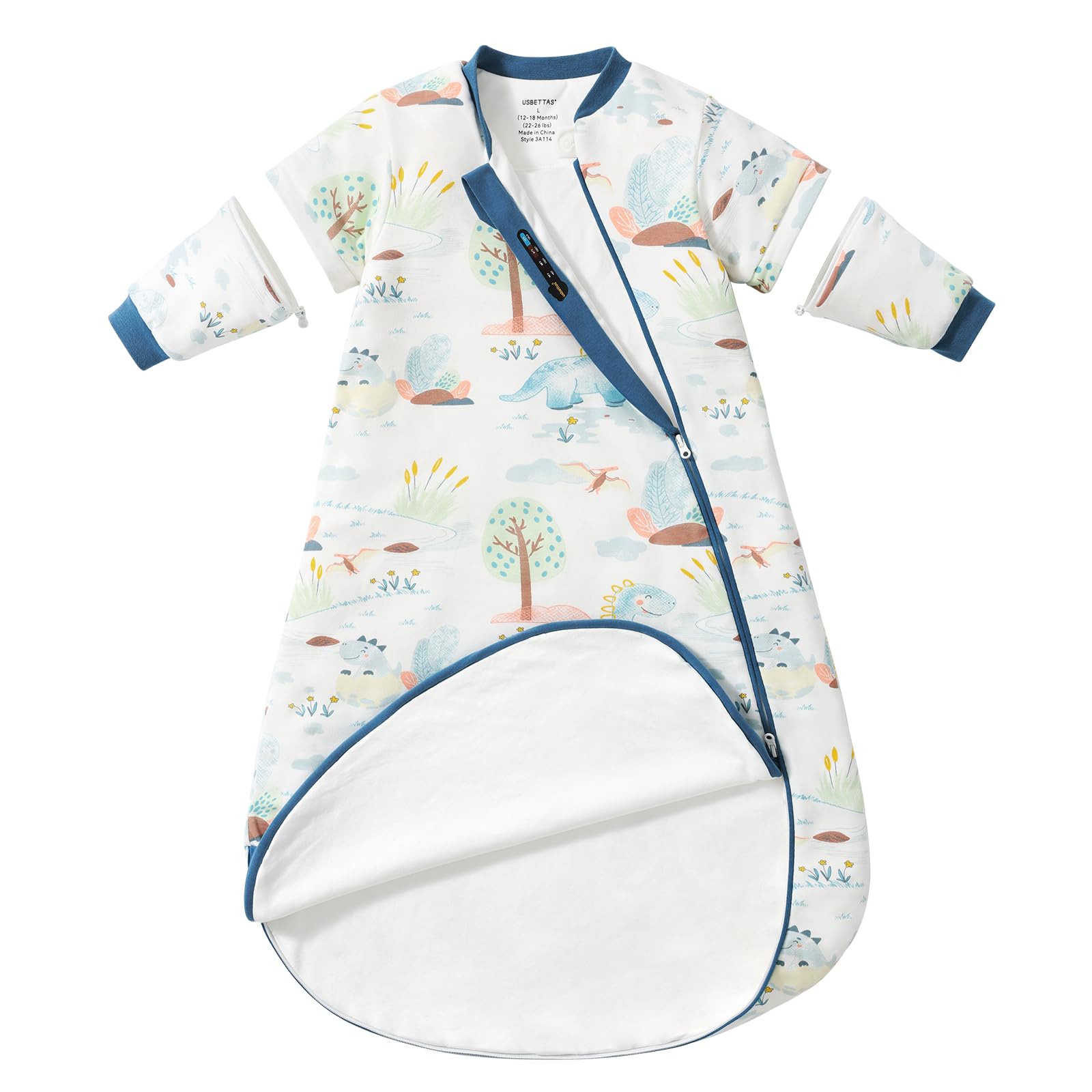 usbettas baby sleep sack with dinosaur design for cozy all-night comfort.