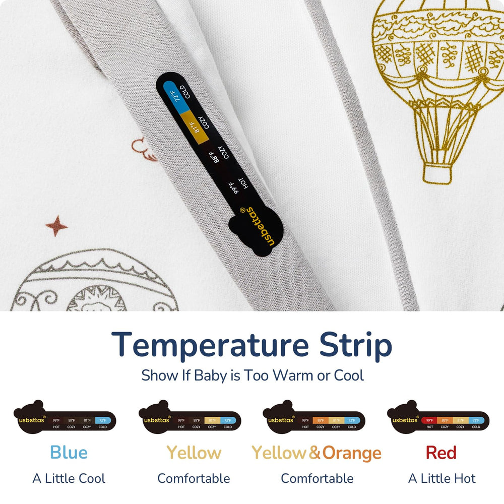 usbettas sleep sack shows temperature strip for quick warmth checks
