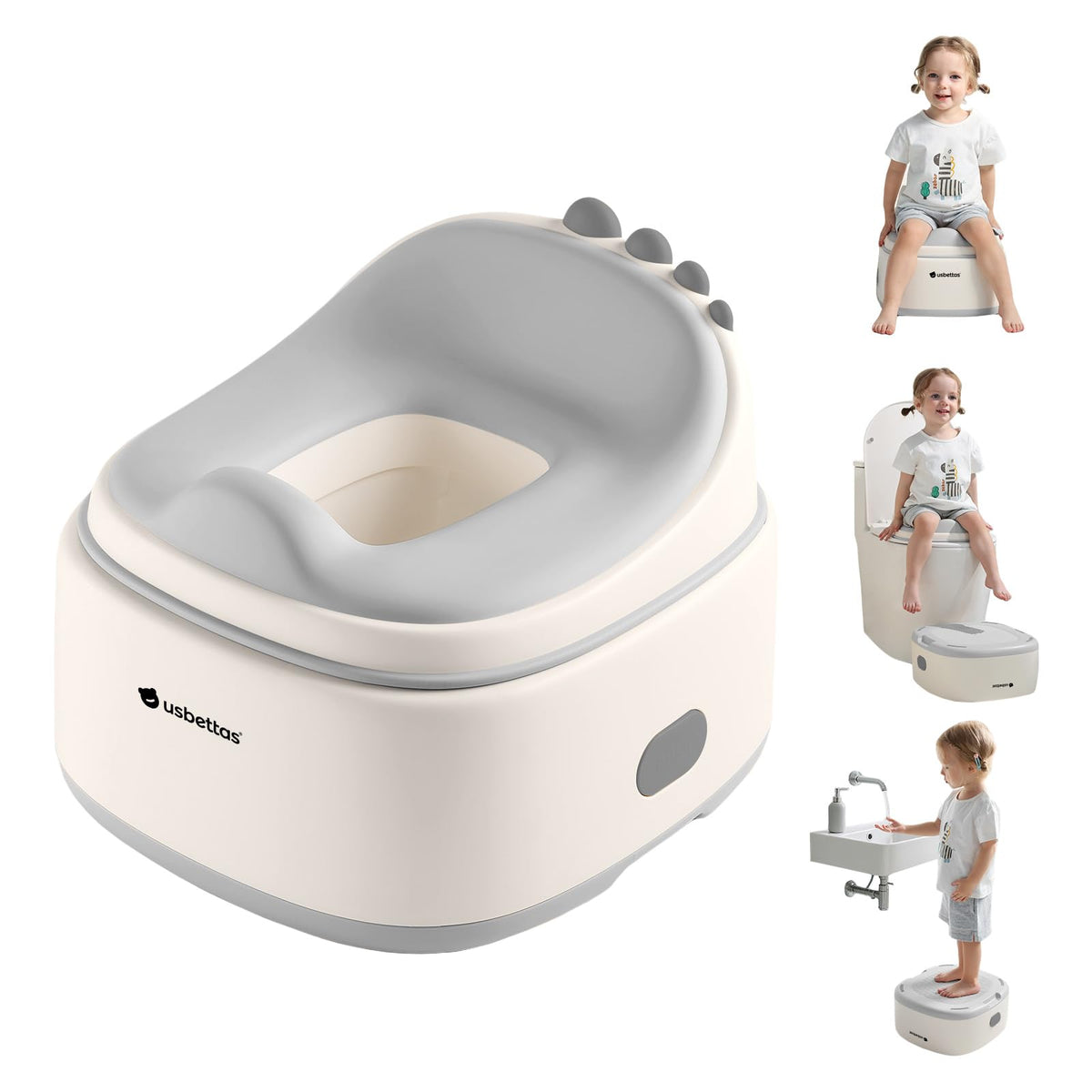 Usbettas dinosaur potty seat with soft cushion supports comfy seating during potty training.