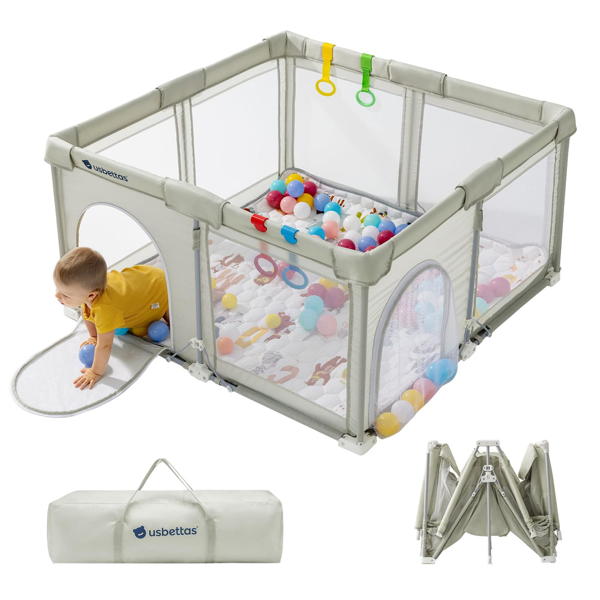 usbettas foldable playpen assembly demonstrates quick setup for busy parents.