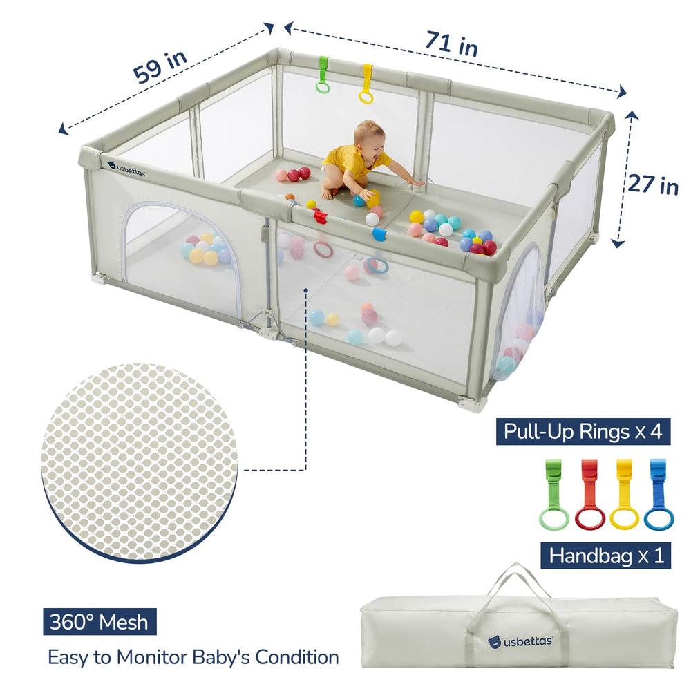 usbettas beige playpen interior shows neutral color blending with home decor.