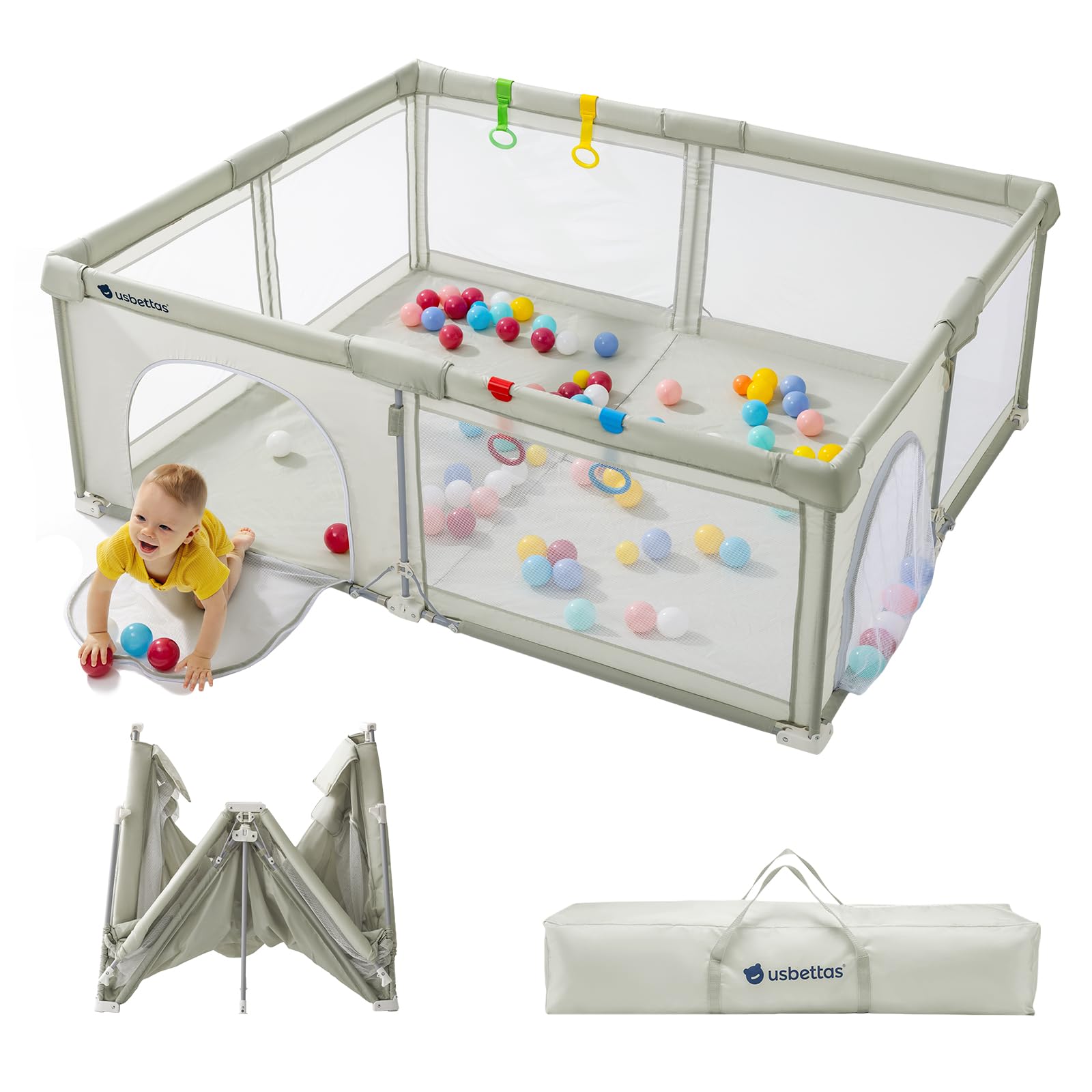 usbettas foldable playpen setup view demonstrates fast one-minute assembly for busy parents.