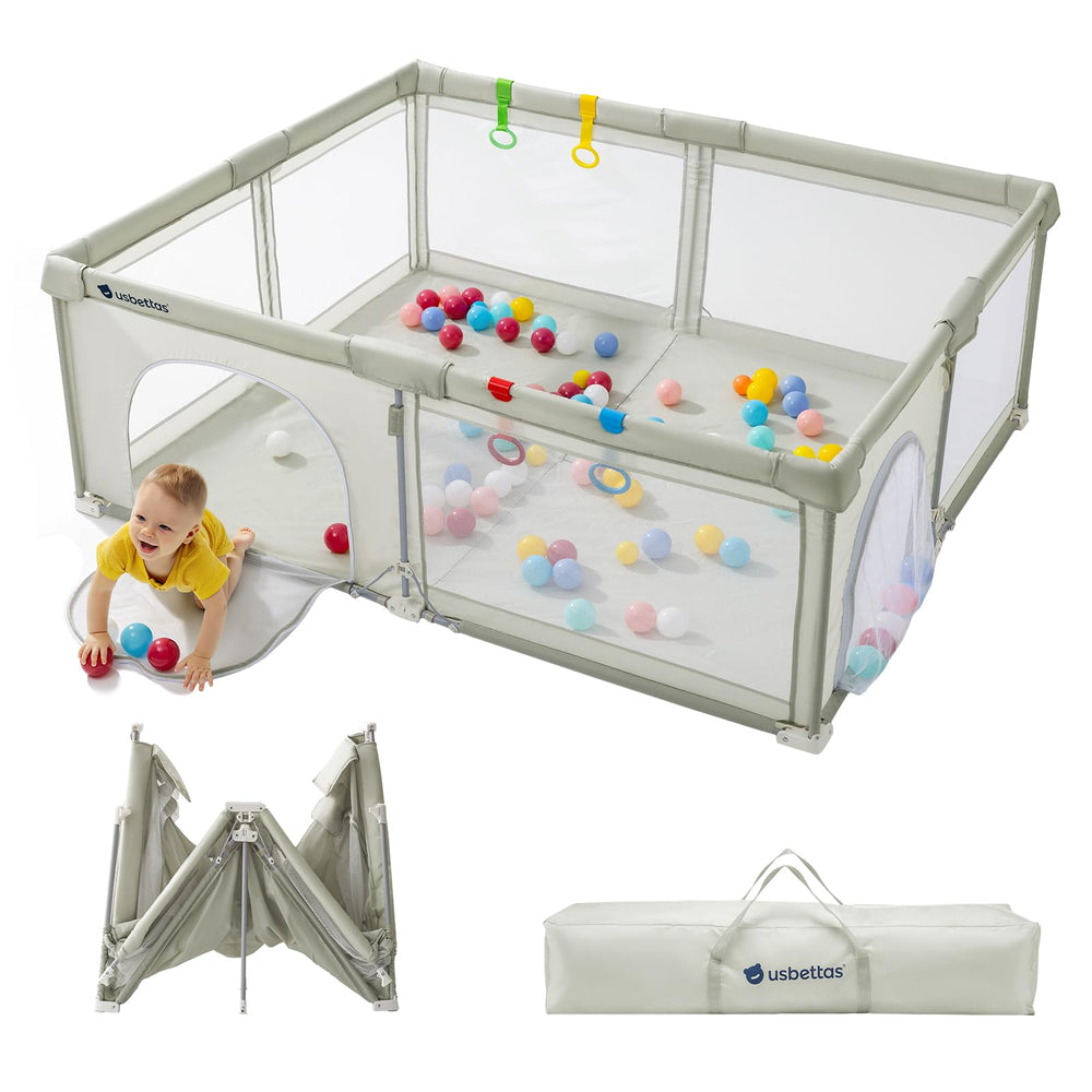 usbettas foldable playpen setup view demonstrates fast one-minute assembly for busy parents.