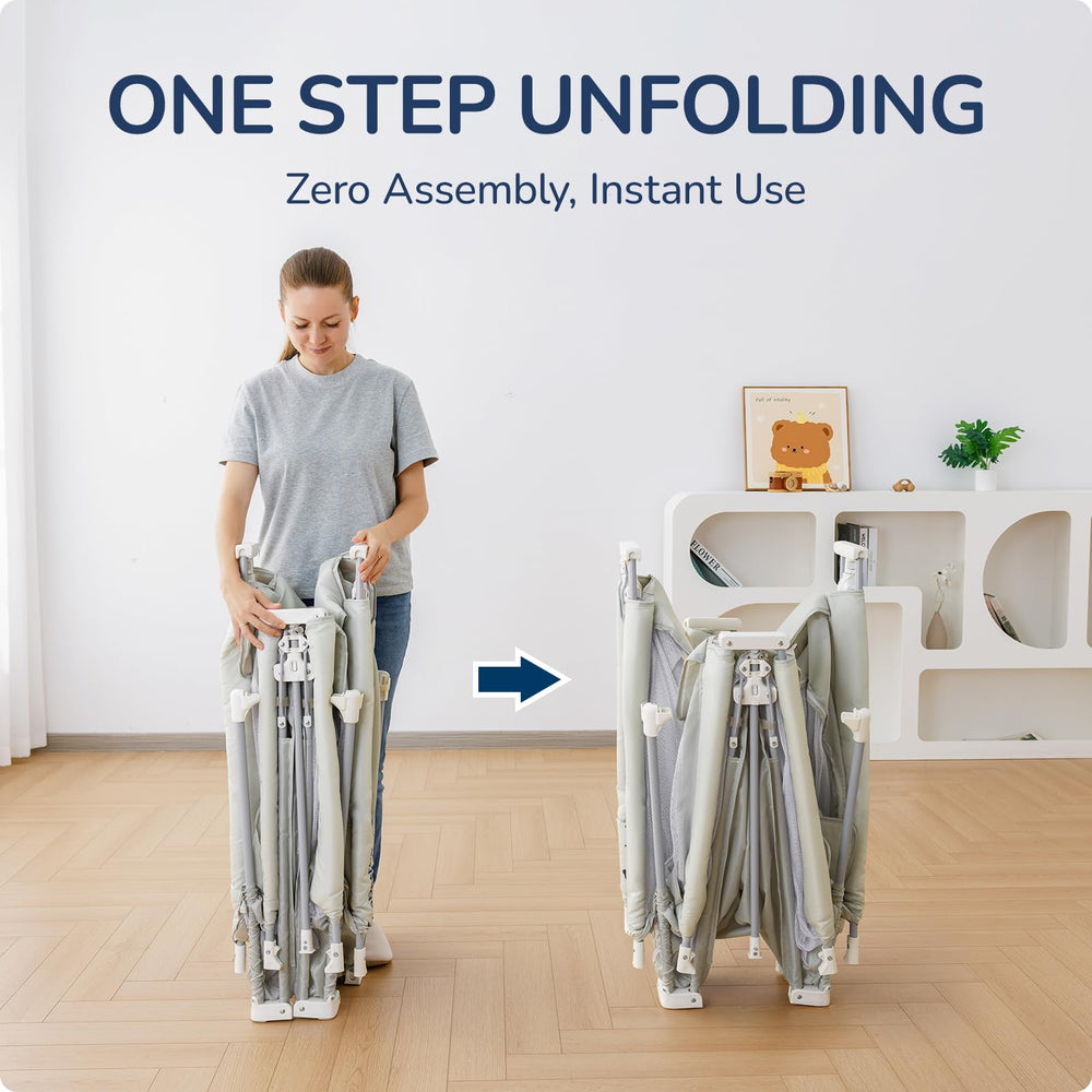 usbettas foldable playpen travel scene highlights its lightweight portability for trips.