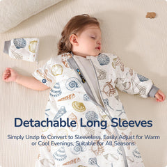 usbettas Sleep Sack with Detachable Sleeves shows adjustable warmth for seasonal shifts.