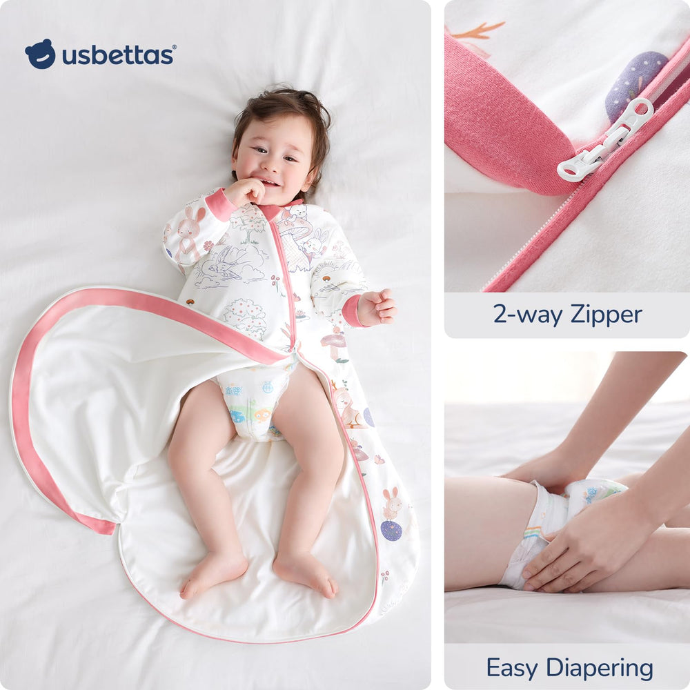 usbettas sleep sack roomy-bottom supports natural leg movement for growing infants