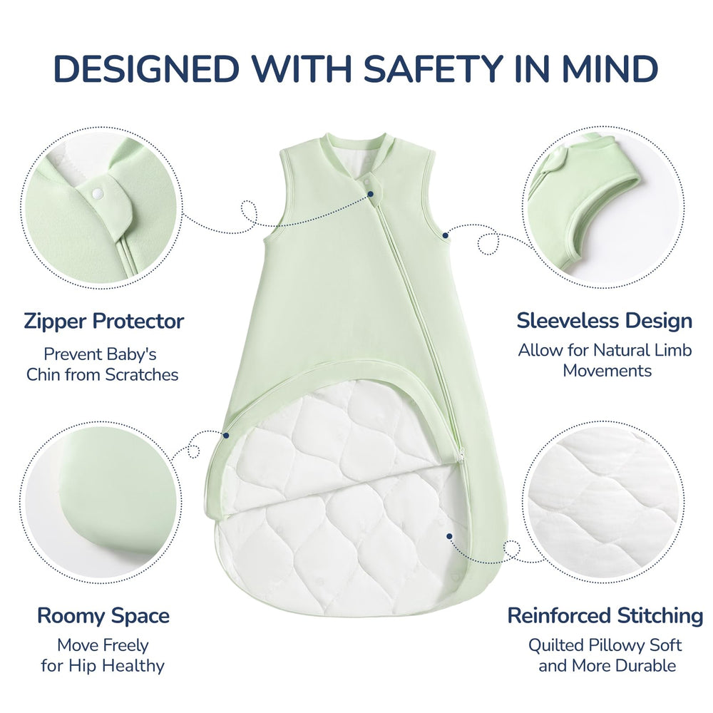 usbettas sleep sack wide-hem leg-room supports playful kicking and healthy hip development