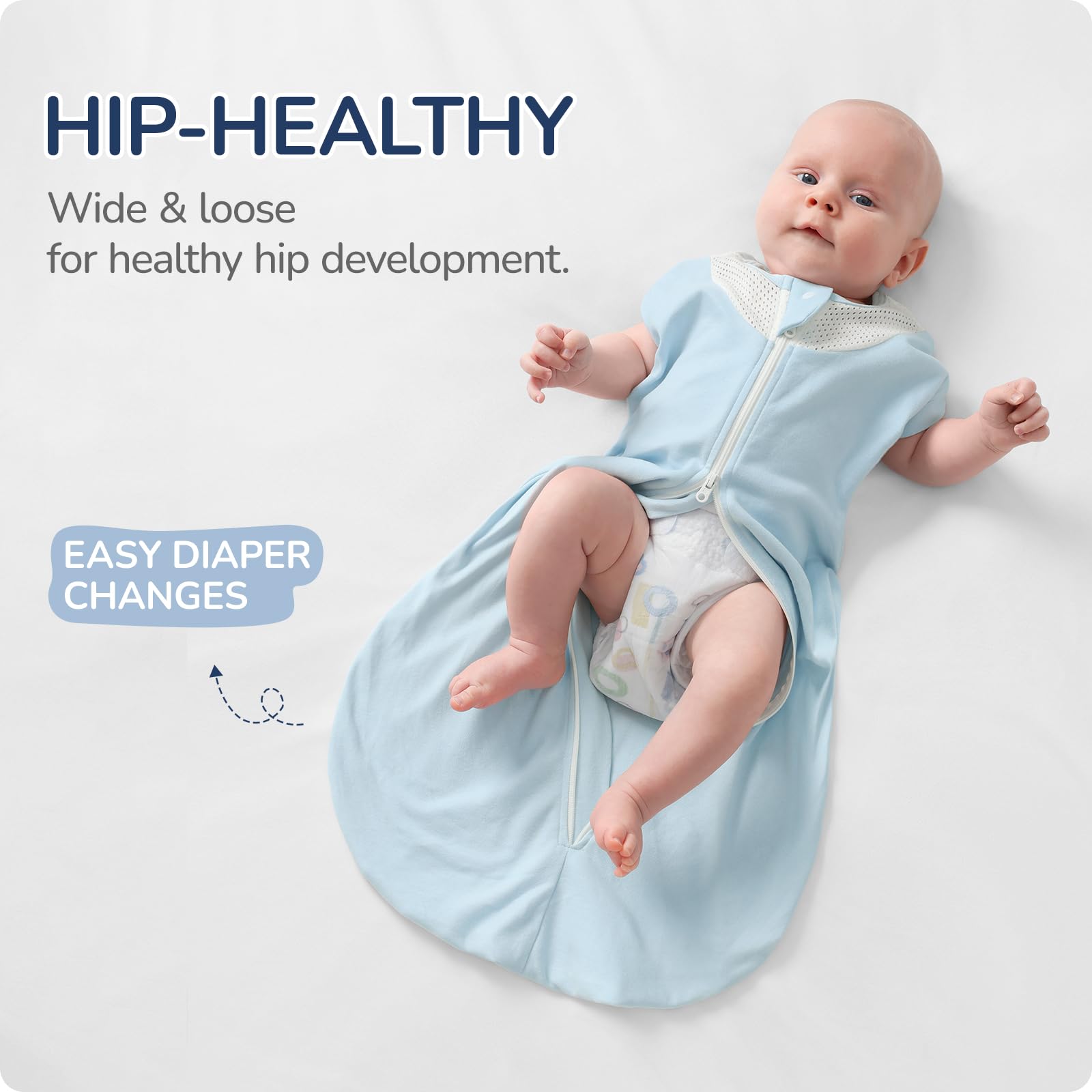usbettas hip-healthy wide hem supports natural leg movement during diapering