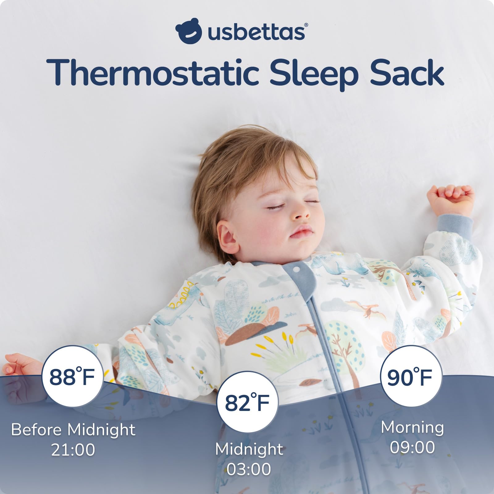 usbettas toddler sleep sack two way zipper enables easy night diaper changes.