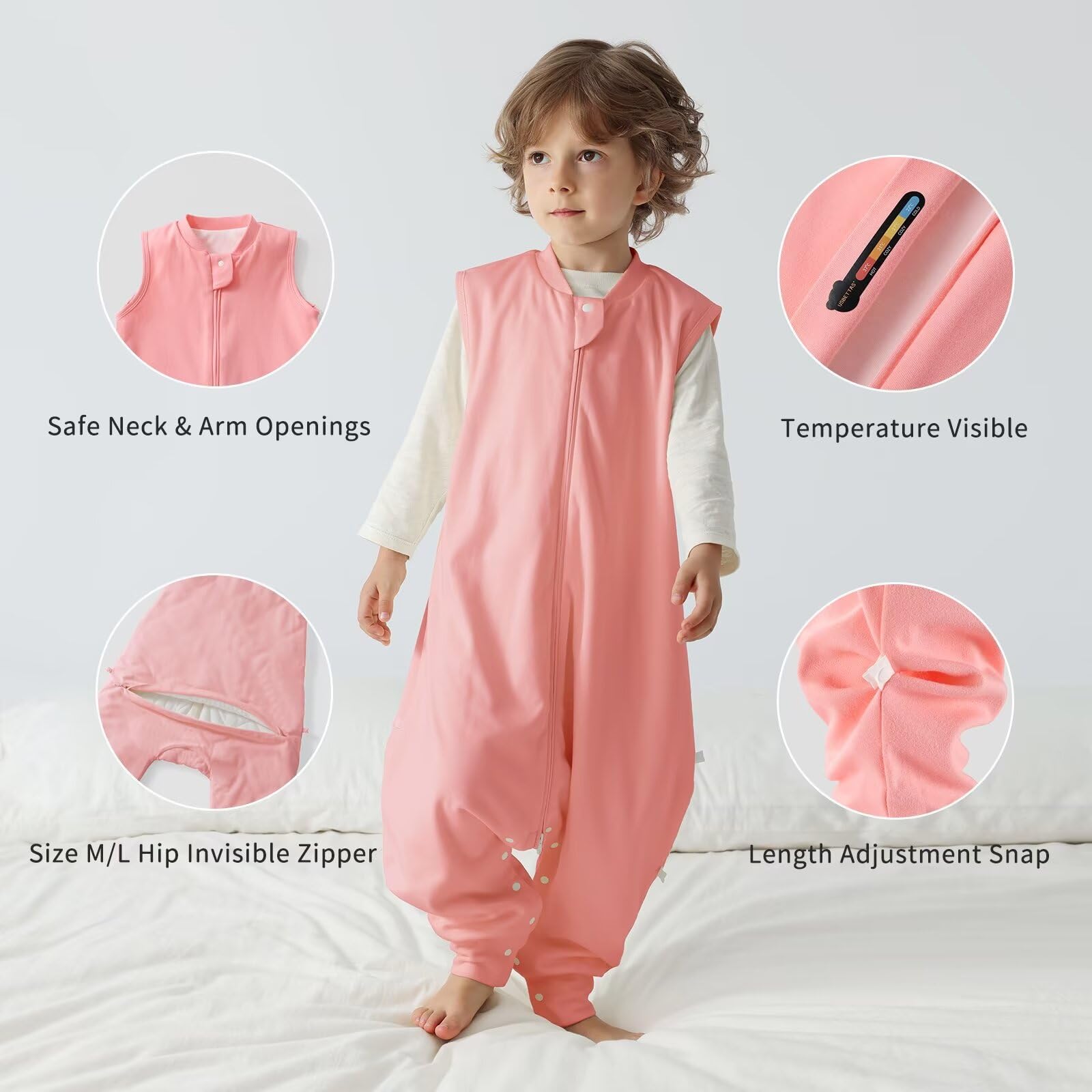 usbettas Toddler Sleep Sack with Feet leg-snap offers adjustable fit for growing toddlers
