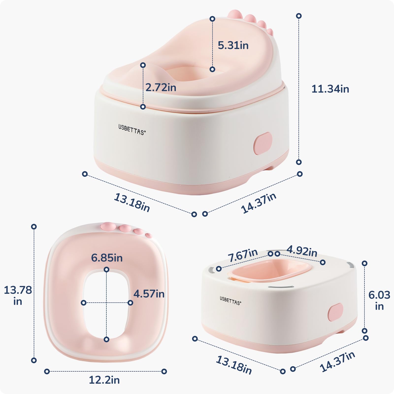 usbettas travel-friendly potty is compact for on-the-go training.