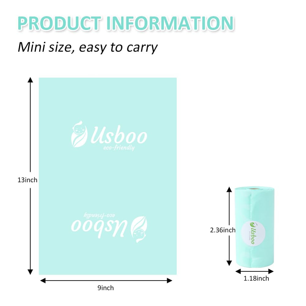 USBOO diaper bags 9x13-size demonstrates durable capacity for 1–3 diapers.