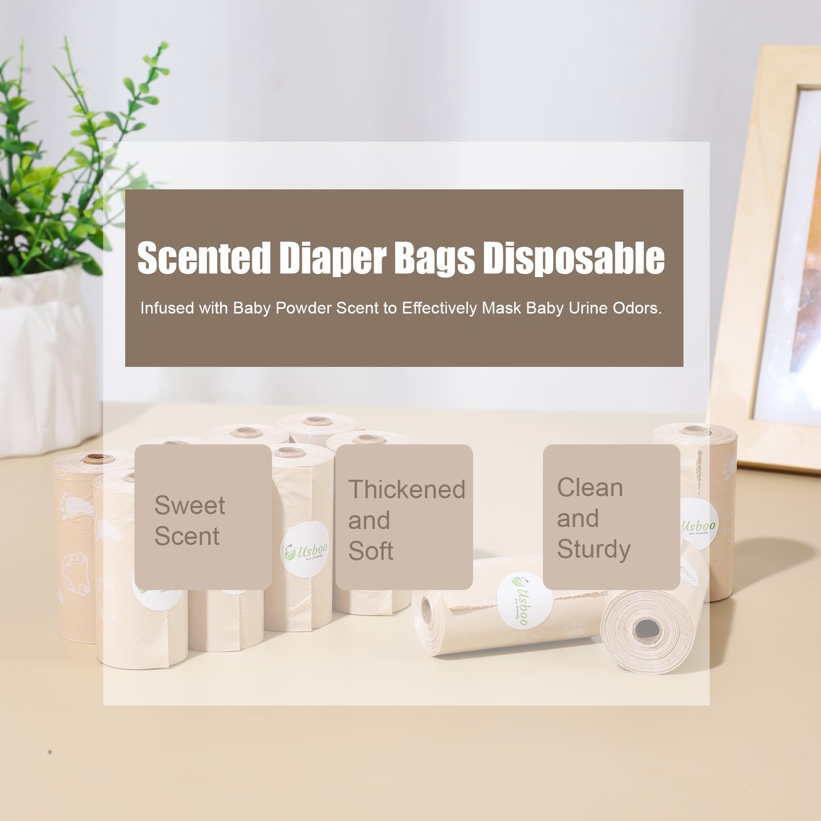 USBOO diaper bags with stroller adapter for quick diaper disposal.