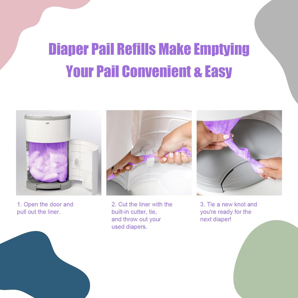 USBOO easy-to-replace refills shown for stress-free diaper disposal routine.
