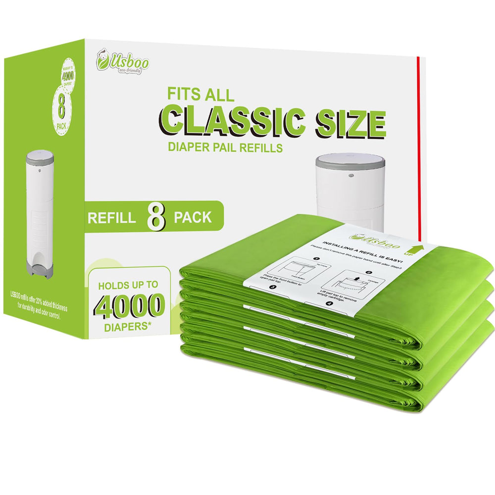 USBOO Dekor Classic 8-pack refills, compact and odor-control for nursery.