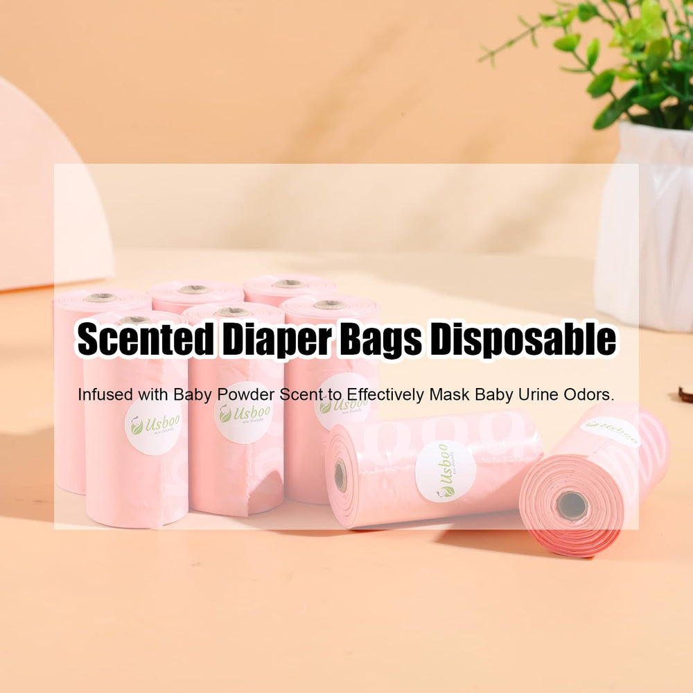 USBOO bags fit stroller clips for quick disposal on outings.