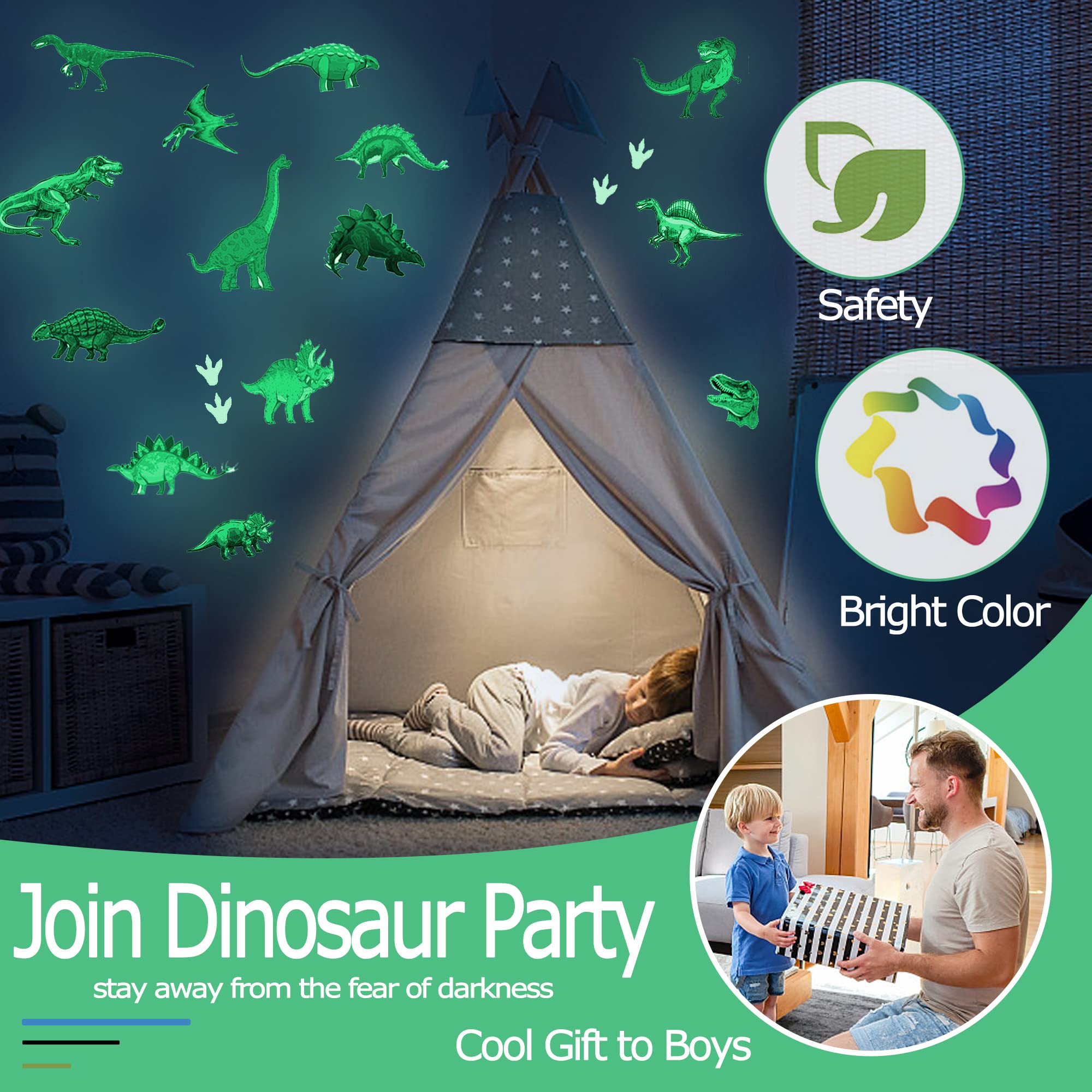 USGOO dinosaur footprints eggs decals with vivid details for playful wall storytelling.