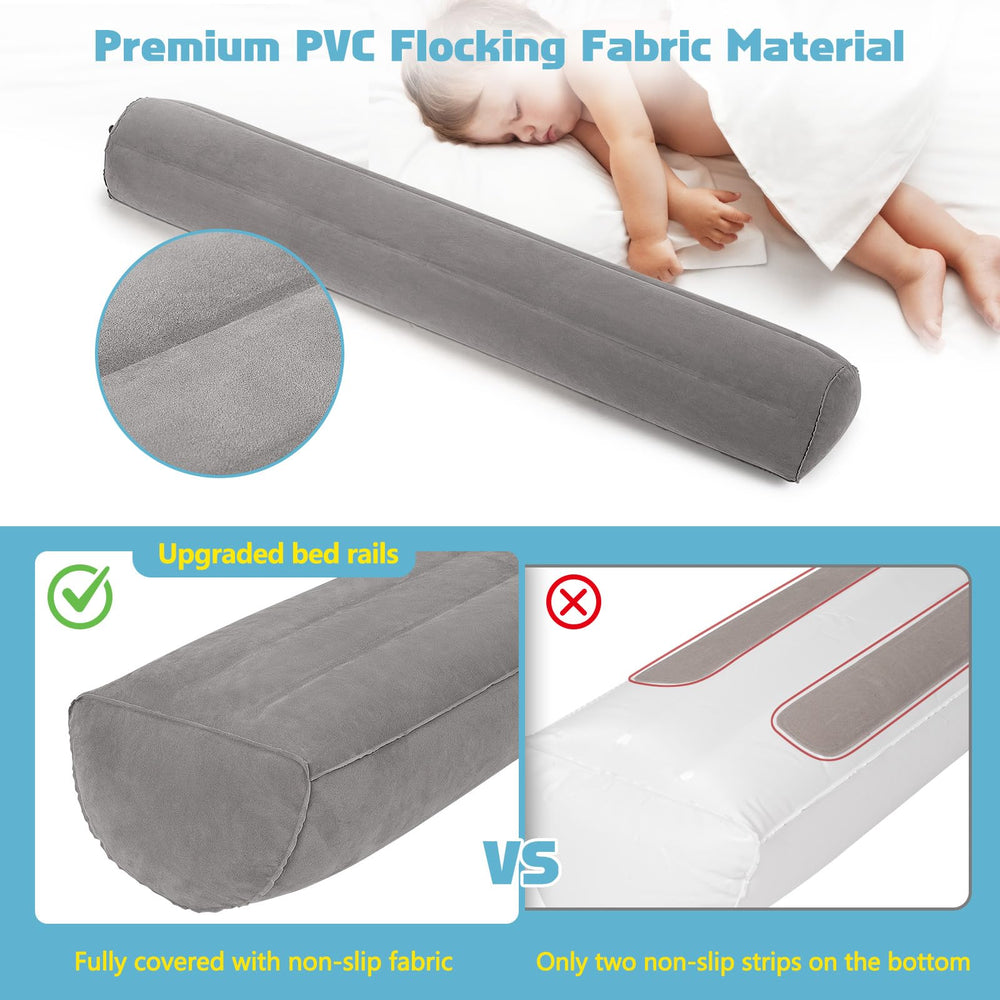 USHMA non-slip flocking fabric keeps the rail in place during restless hotel-room nights.