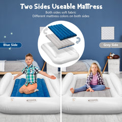 USHMA toddler air mattress with sides highlights added safety rails for secure sleep