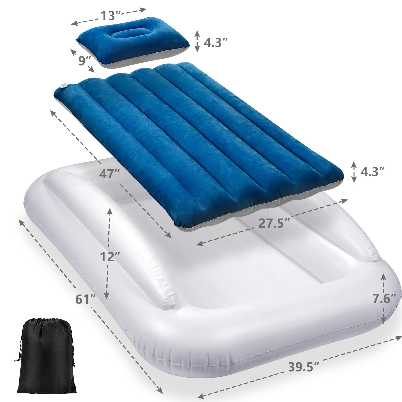 USHMA toddler bed pillow color flip shows reversible color accents for variety
