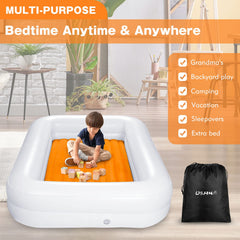 USHMA travel bed uses durable vinyl free of BPA for safe play.