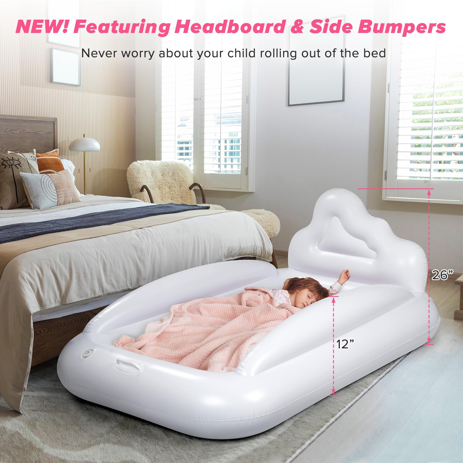 USHMA toddler travel bed reversible colors offer mood-friendly style and convenience