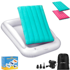 USHMA toddler travel bed with safety rails keeps little sleepers secure at bedtime.