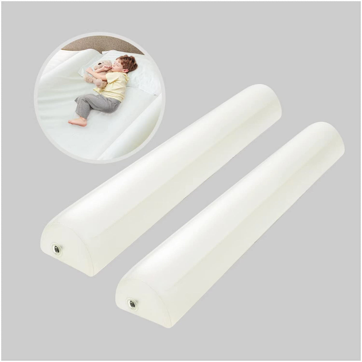 USHMA travel bed rails two-pack inflatables ready for safe hotel travel with toddlers.