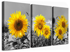 USIXA sunflower wall art three-panel canvas set brightens living room decor